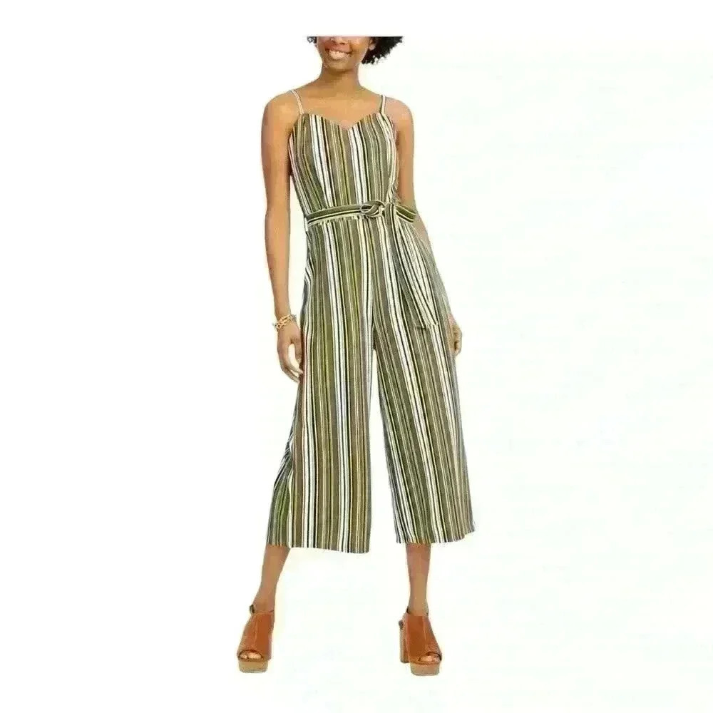 CRAVE FAME
Womens Stripe Jumpsuit, Green, XL